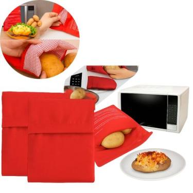 Imagem de 2 Sacos P/ Assar Batatas Poliéster Vermelho Térmico 20x24cm - Lyor