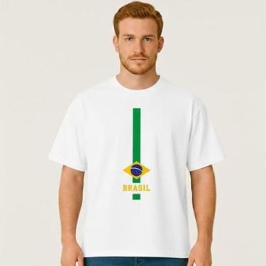 Imagem de Camiseta Oversized BRASIL Vertical Masculina Algodão Premium-Masculino