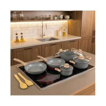 Imagem de Jogo de Panela Antiaderente com Cabo de Madeira Max Chef Wood 8 Peças 