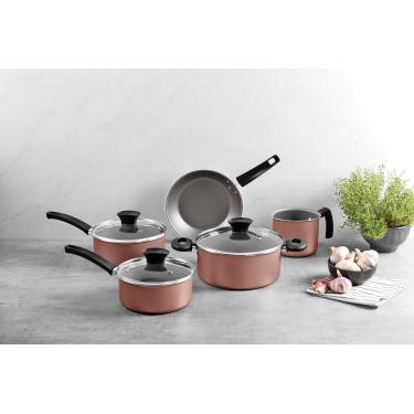 Imagem de Jogo de Panelas Tramontina Michigan Antiaderente Siena Natural 5 Peças