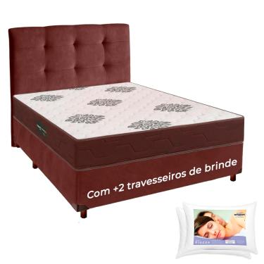 Imagem de Cama Box + Cabeceira + Colchão Casal D45 + 2 Travesseiros Ortobom
