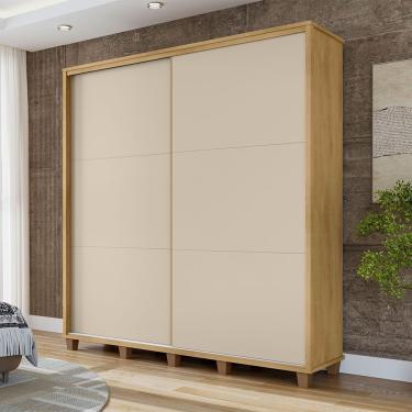 Imagem de Guarda Roupa Casal Monte Carlo Ii 2 Portas De Correr Para Quarto Home Decor - Cinamomo/off White