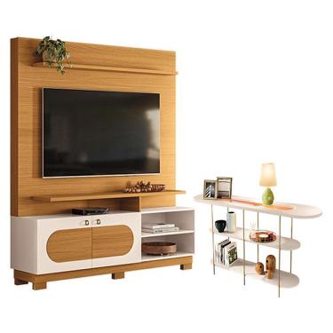 Imagem de Estante Home Theater Axis Cinamomo Off White Com Aparador Infinity Off White - Hb Móveis