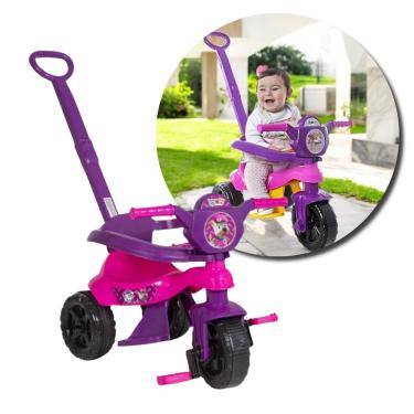 Imagem de Carrinho de Passeio Infantil com Pedal Kemotoca Baby Dog 2 em 1 para Crianças Rosa e Ro...