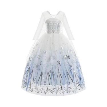 Imagem de Vestido De Princesa Elsa Da Disney Para Meninas, Vestido Branco De Ren