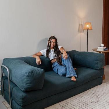 Imagem de Sofá Cama Flowin Retrátil Modular Inflow Cotelê Vem Na Caixa Compacto 
