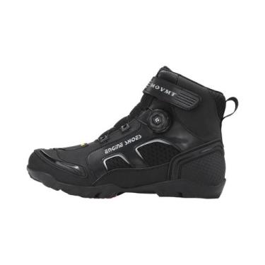 Imagem de Botas De Couro Masculinas Para Motocicleta, Respiráveis, Antiderrapant