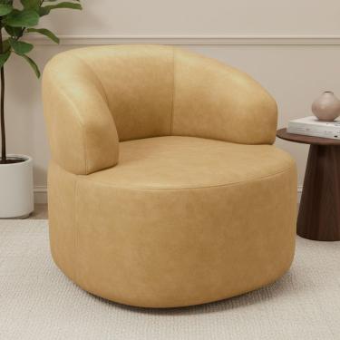 Imagem de Poltrona Giratória Orgânica Para Sala de Estar Living Helena L02 Couríssimo Fend - Lyam...