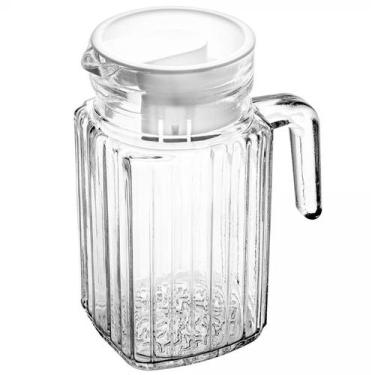 Imagem de Jarra de vidro texturizado canelado com tampa branca Lyor 550 ml