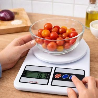 Imagem de Balança Digital Cozinha 10kg Precisão Gramas Função Tara Pesar Aliment
