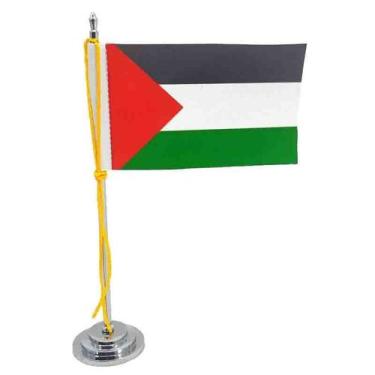 Imagem de Mini Bandeira de Mesa da Palestina 15 cm Poliéster - SP Bandeiras 