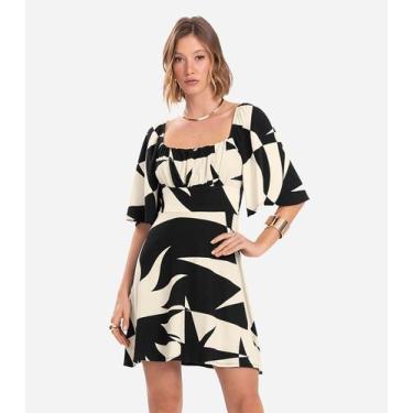 Imagem de Vestido Estampado Feminino Endless em Viscose com Elastano, Preto, GG