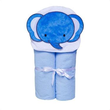 Imagem de Toalha de banho bebe c/ capuz  papi soft c/ fralda  elefante