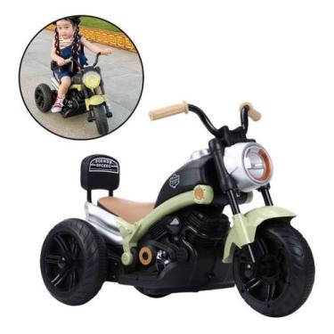Imagem de Mini Moto Elétrica Infantil 6v Triciclo Chopper Luz E Som Cor Verde Vo