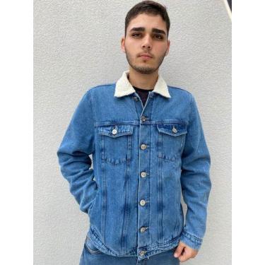 Imagem de Jaqueta Tharog Masculino Peluciada, Jeans, G
