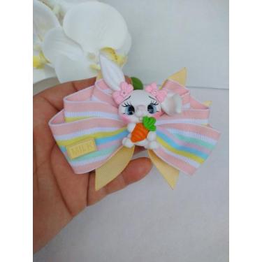 Imagem de Laço De Páscoa - CleuzaArts, Branco, Rosa