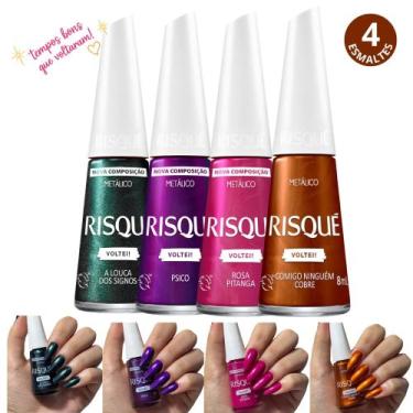 Imagem de Kit Esmaltes Risqué Voltei Lançamento Tons Metálicos Esmalte Atacado, 