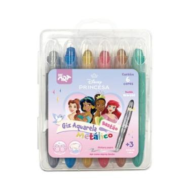 Imagem de Giz de Cera Retrátil Dac Aquarelável Metálico Princesas 06 Cores