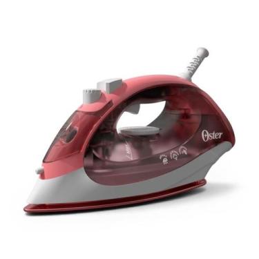Imagem de Ferro a vapor com base cerâmica 220 V branco e rosa - Oster, Unica, 22