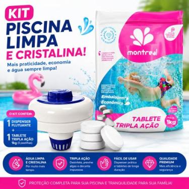 Imagem de Kit Pastilha Tripla Ação Montreal 1kg Com Clorador Flutuante Piscina