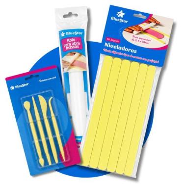Imagem de Kit para Modelar Massa Fria 11pcs com Régua Niveladora 3 Tamanhos + Ro