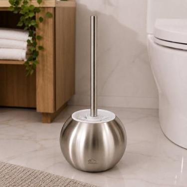 Imagem de Escova Sanitária Bola Banheiro Suporte Inox Durável Design Moderno Pra