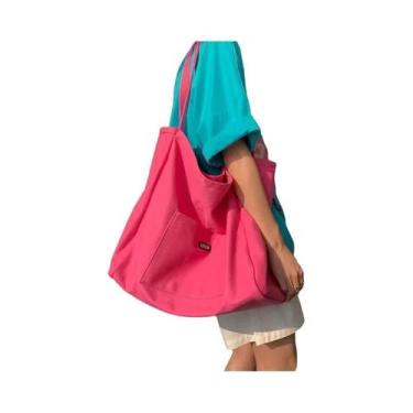 Imagem de Bolsa De Lona Reutilizável Para Mulheres, Simples E Casual, Bolsa De C