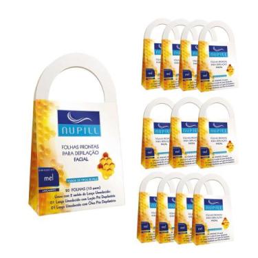 Imagem de Kit 12cx Folhas Prontas para Depilação Facial Buço Sobrancelha Mel Nup