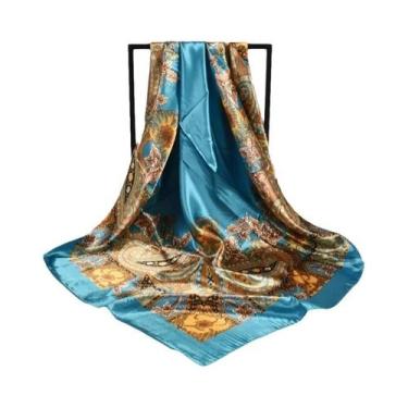 Imagem de Lenço De Seda Grande Com Estampa Vintage Versátil Para Primavera, Lenç