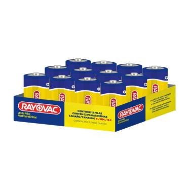 Imagem de Rayovac Pilha Alcalina Tamanho C Media 12 Pecas Amarelinha para Controles Remotos Brinquedos Lanternas e Radios