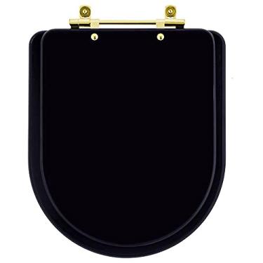Imagem de Tampa de Vaso Carrara Preto Fosco para bacia Deca Com Ferragem Dourada