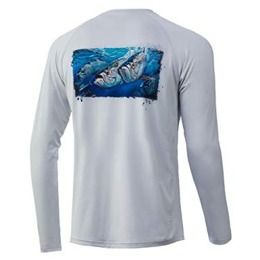 Imagem de HUK Camiseta de manga comprida Kc Pursuit | Camisa de pesca de alto desempenho, Tarpon - Geleira, 2GG
