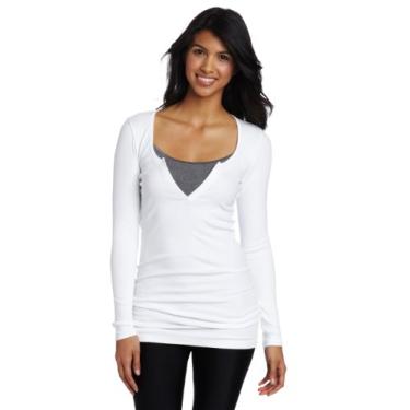 Imagem de Beyond Yoga Túnica Henley ajustada (branca, média)