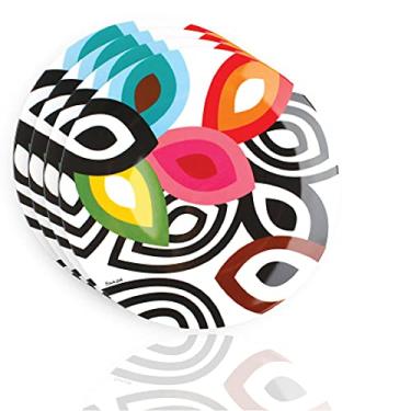 Imagem de French Bull Pratos – Conjunto de 4 peças – Conjunto de pratos de jantar de melamina de 28 cm – louça de melamina para ambientes internos e externos – Foli