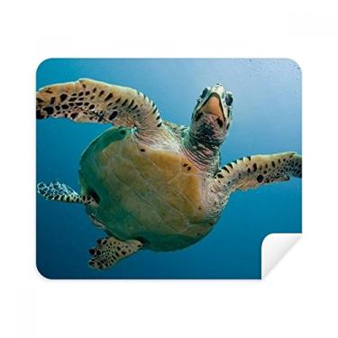 Imagem de Pano de limpeza de imagem azul oceano água tartaruga ciência natureza limpador de tela 2 peças tecido de camurça