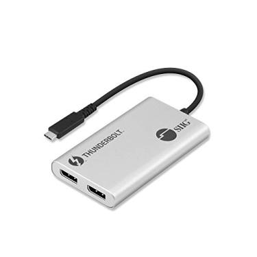 Imagem de SIIG Adaptador Thunderbolt 3 para DisplayPort Duplo - 5K@60HZ único - 4K@60HZ - USB Tipo C para 2 portas DP 1.2 para Mac e Windows - MacBook Pro/MacBook /Dell XPS/HP/Lenovo