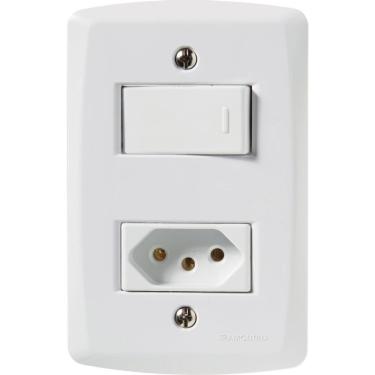 Imagem de 1 Interruptor Simples 10 A 250v e 1 Tomada A 250v Branco