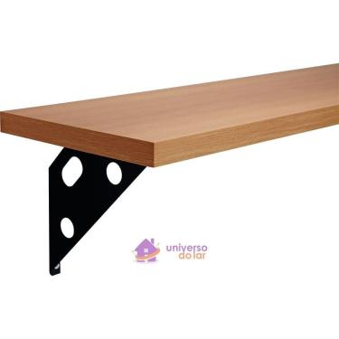 Imagem de Prateleira com Suporte Metálico Elite 120x25cm 15mm em Madeira Amêndoa Pinus Tramontina