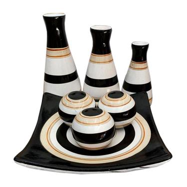 Imagem de Conjunto Centro Mesa Decorativo Enfeite Sala Ceramica