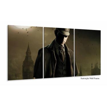 Imagem de Quadro Sherlock Holmes Artístico Mosaico 3 Peças 120x60