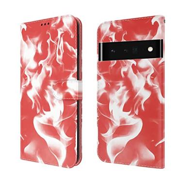 Imagem de Capa carteira para Google Pixel 6/6 Pro com TPU à prova de choque, capa de telefone de couro de luxo com compartimentos para cartão Capa flip magnética suporte, vermelha, 6 Pro 6 polegadas