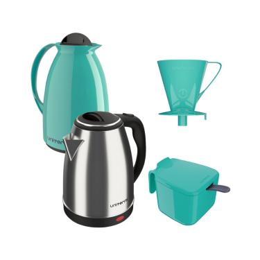 Imagem de Kit Chaleira elétrica 220V e Garrafa Térmica Café Chá Verde