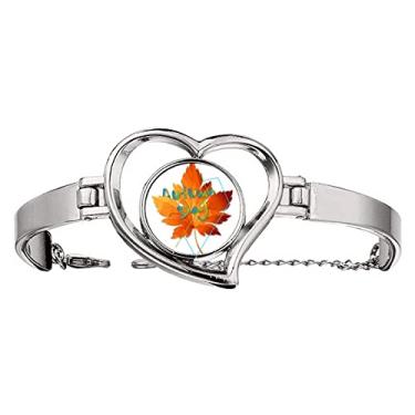 Imagem de N/A N/A Pulseira deprimida paisagem de outono coração joia bracelete de arame, medium, metal