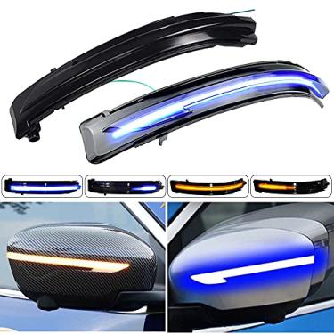 Imagem de Indicador de luz de seta de LED dinâmico espelho lateral para Nissan X-Trail T32 Rogue Qashqai J11 Murano Z52 Juke Navara Pathfinder (azul-amarelo)