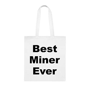 Imagem de Bolsa Tote Miner, Best Miner Ever Bag, Presente Mineiro, Presente para Mineiro, Bolsa Miner, Bolsa Miner, Bolsas Reutilizáveis, Ideia de Presente Cesta de Natal de Aniversário, Branco