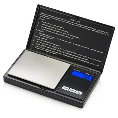 Imagem de Smart Weigh Balança digital de bolso, 1000 g x 0,1 gramas, balança digital em gramas, balança de joias, balança de alimentos, balança de medicamentos, balança de cozinha, preta, bateria incluída