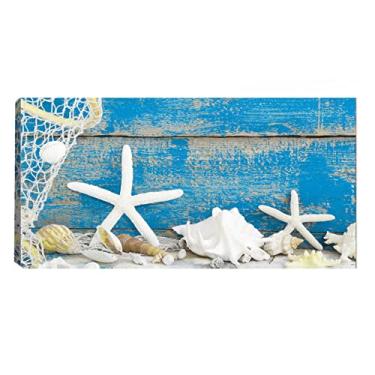 Imagem de Atelier Valverde Quadro Decorativo Royal Nautico Praia Conchas Estrela Branca 55x100cm