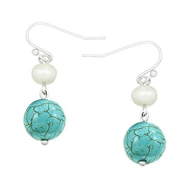 Imagem de Brinco de pedra natural redonda Falari 10 mm Mother of Pearl de r dio altamente polido