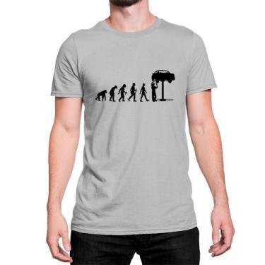 Imagem de Camiseta Basica Algodão Evolução Macaco Homem Mecanino Carro - Mecca