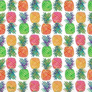 Imagem de Boston International Guardanapos de papel IHR de 3 camadas, tamanho para coquetel, repetição de abacaxi taiti